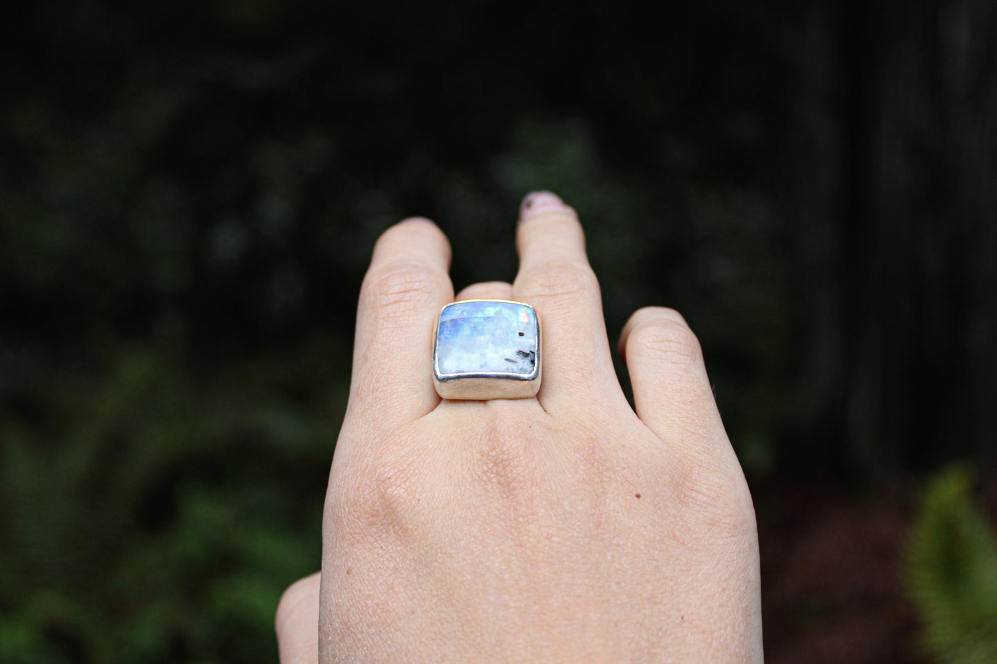 Mourning | Rainbow Moonstone | Ring Size:: 7