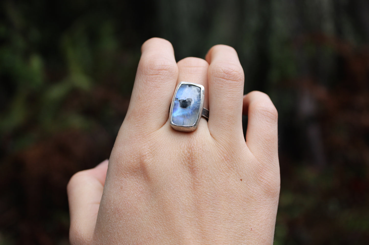 Mourning | Rainbow Moonstone | Ring Size:: 8.5