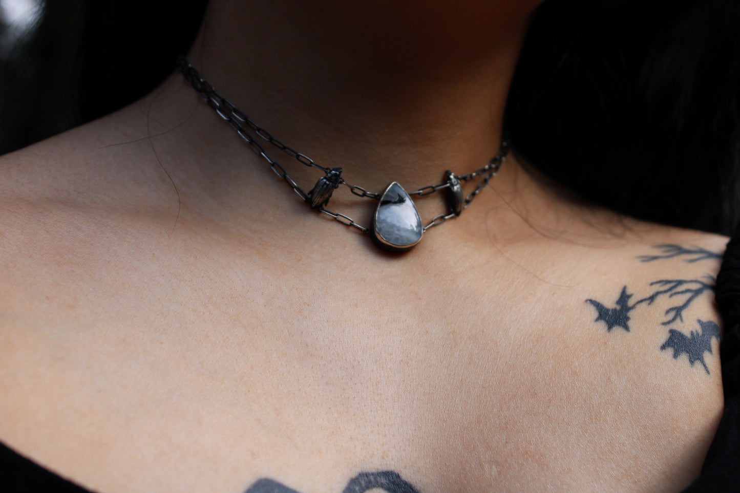 Mourning | Rainbow Moonstone Choker