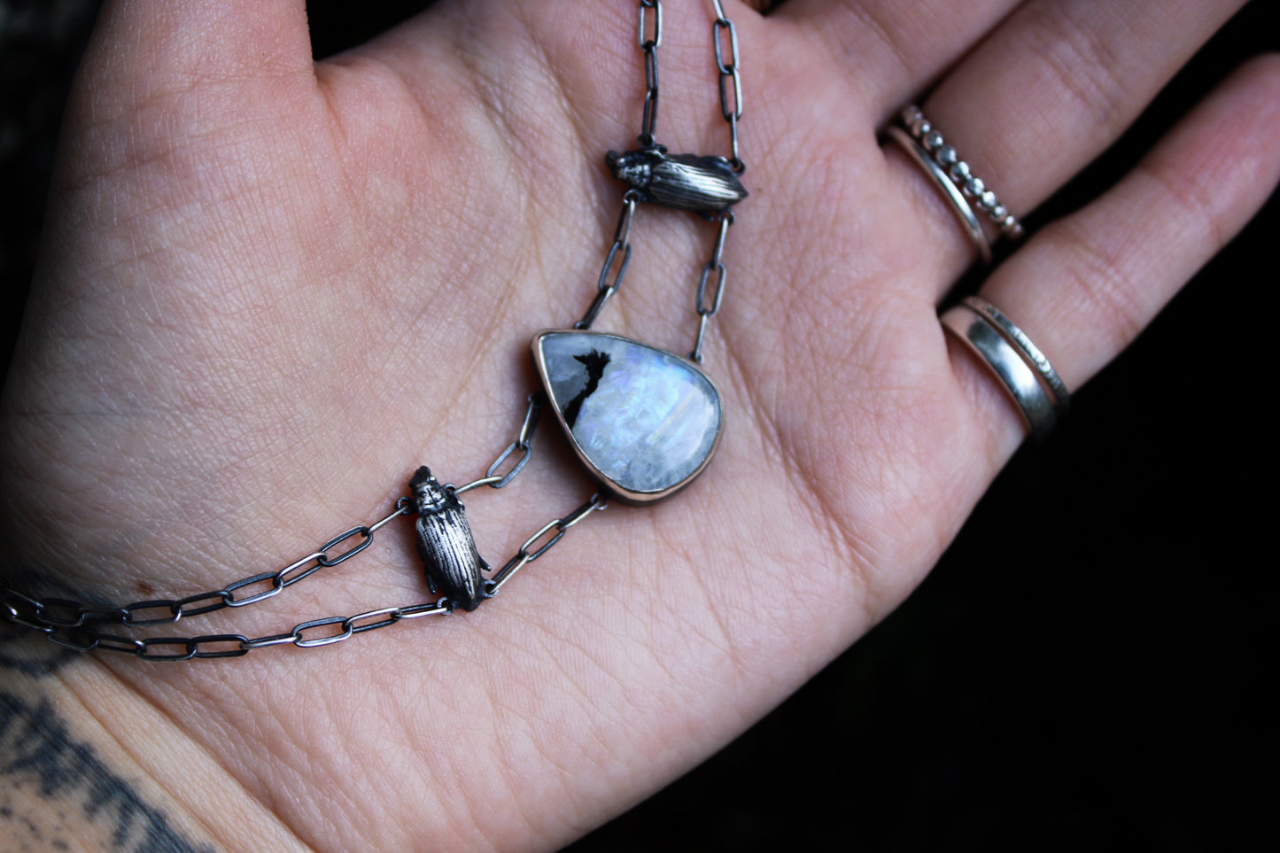 Mourning | Rainbow Moonstone Choker