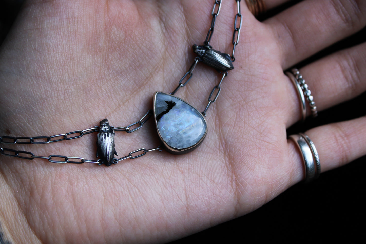 Mourning | Rainbow Moonstone Choker