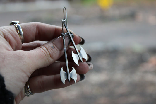 Dual Sided Battle Axe Earrings