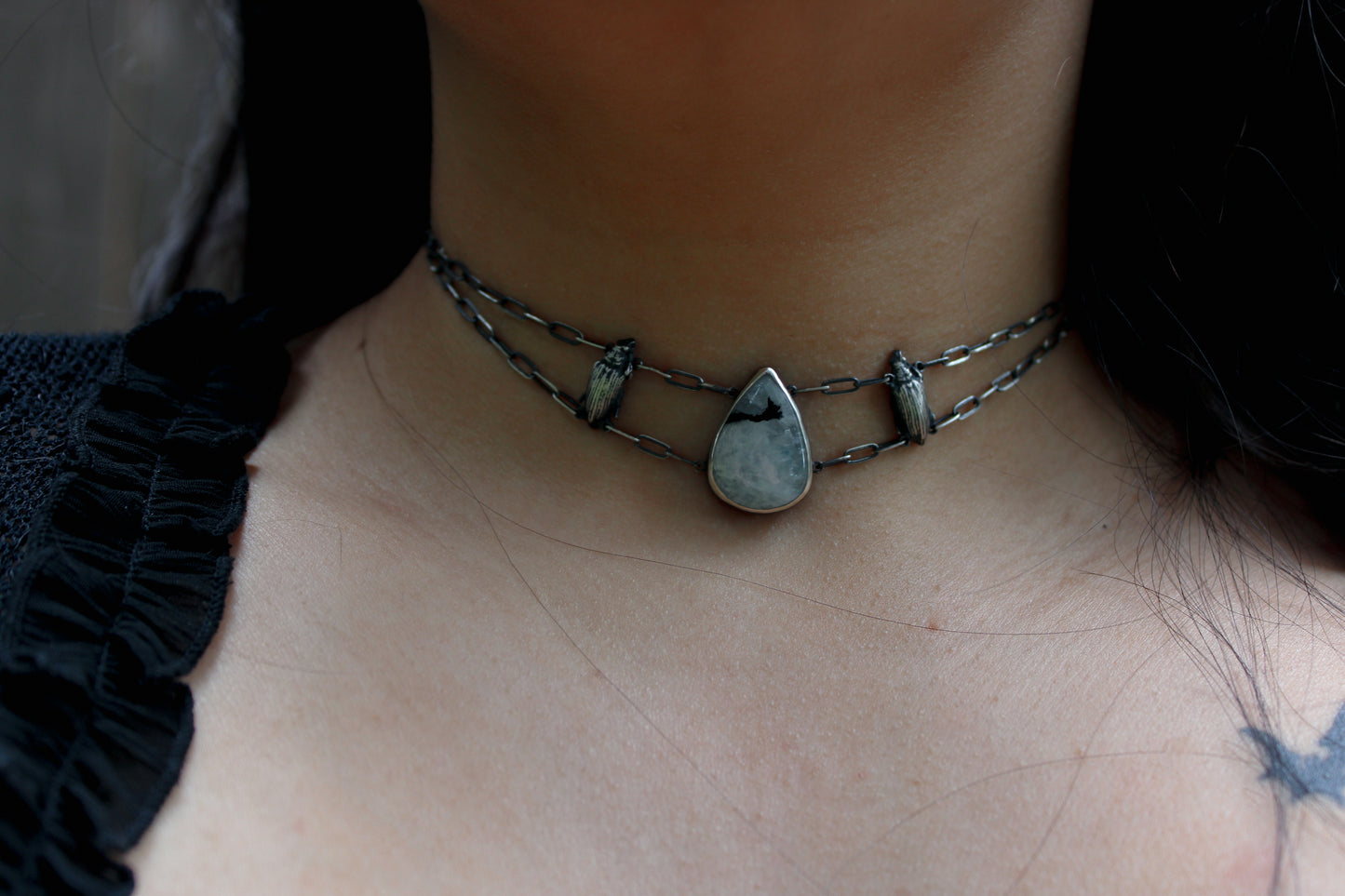 Mourning | Rainbow Moonstone Choker